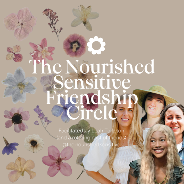 Friendship Circle graphic: sensitive friends gathered among flowers