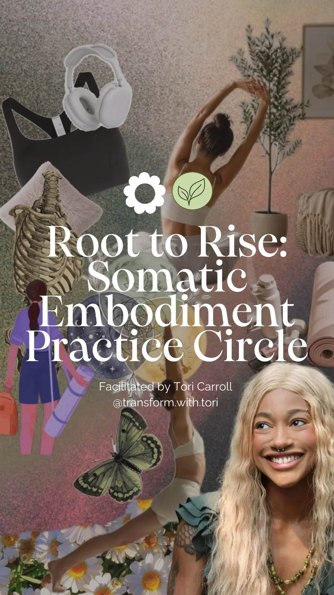 Root to Rise Circle graphic, with Tori Carroll