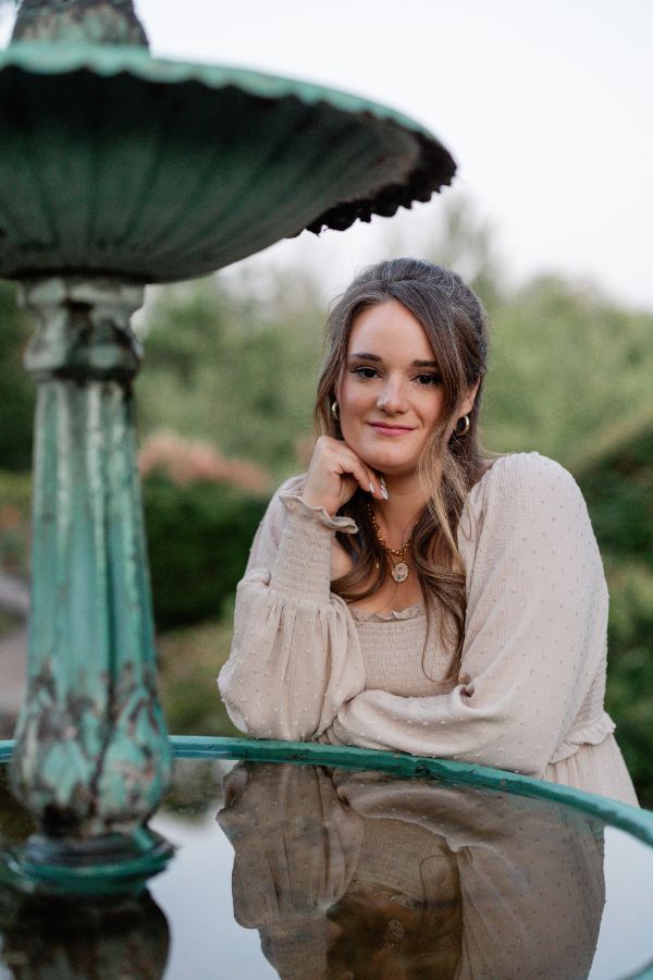 Leah Tarleton in a garden